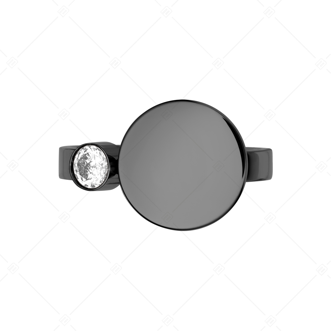 BALCANO - Mila / Gravírozható gyűrű, cirkónia drágakővel, fekete PVD bevonattal (041208BC11)
