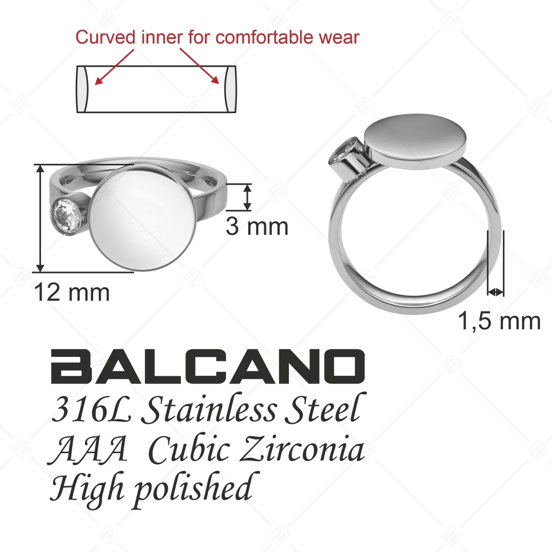 BALCANO - Mila / Gravírozható gyűrű, cirkónia drágakővel, magasfényű polírozással (041208BC97)