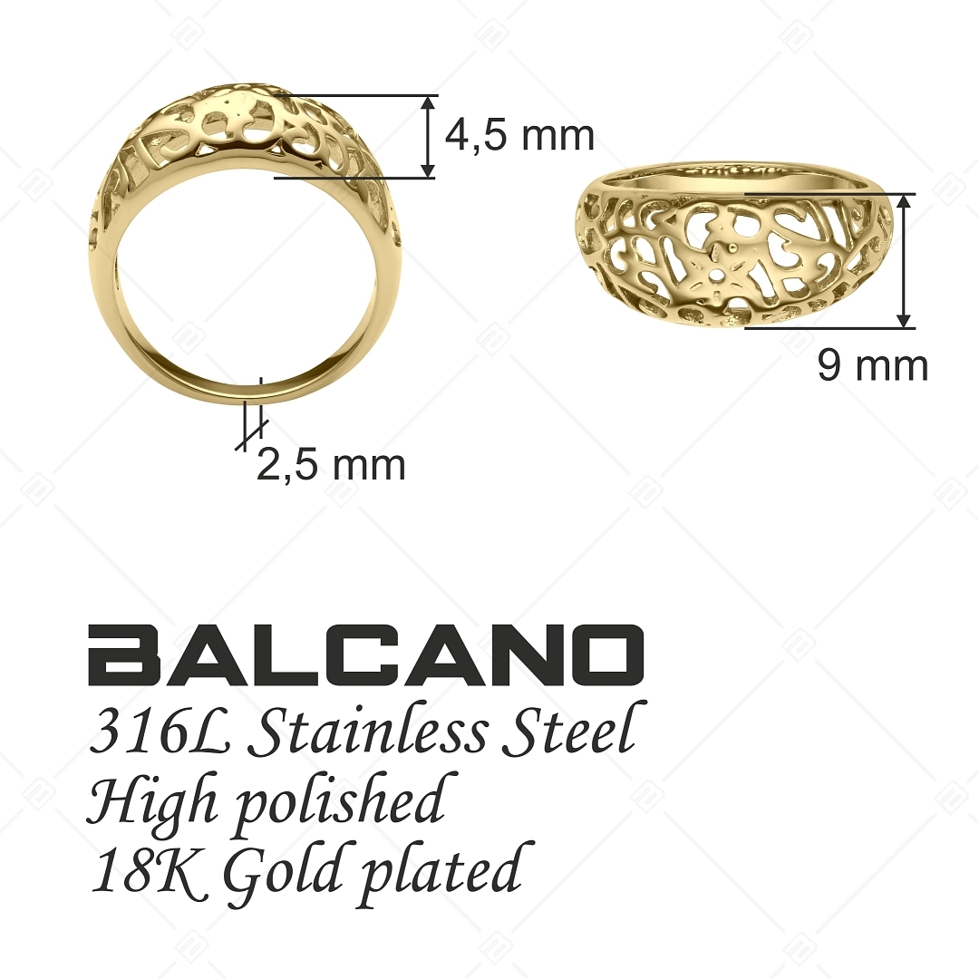 BALCANO - Lara / Gyűrű áttört nonfiguratív mintával, 18K arany bevonattal (041209BC88)
