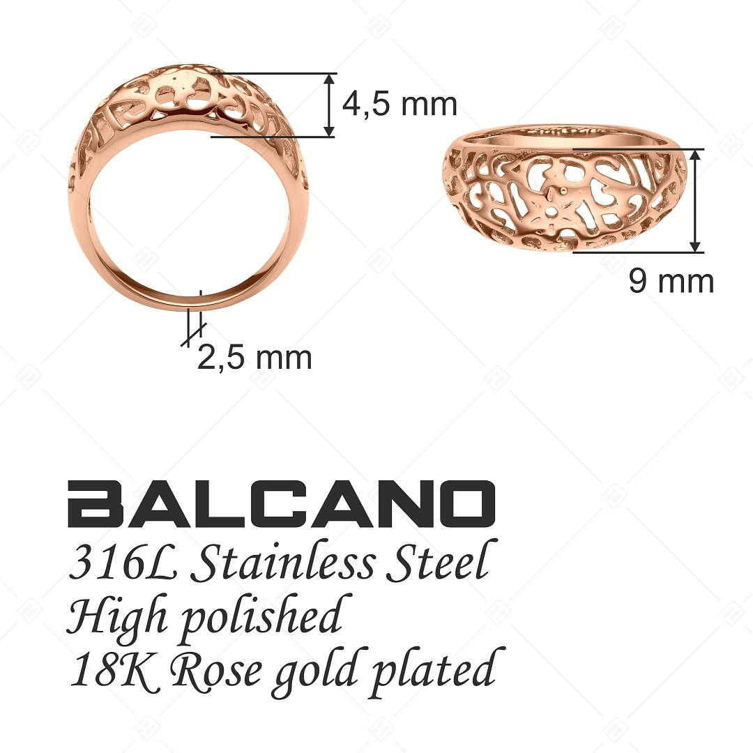 BALCANO - Lara / Gyűrű áttört nonfiguratív mintával, 18K rozé arany bevonattal (041209BC96)