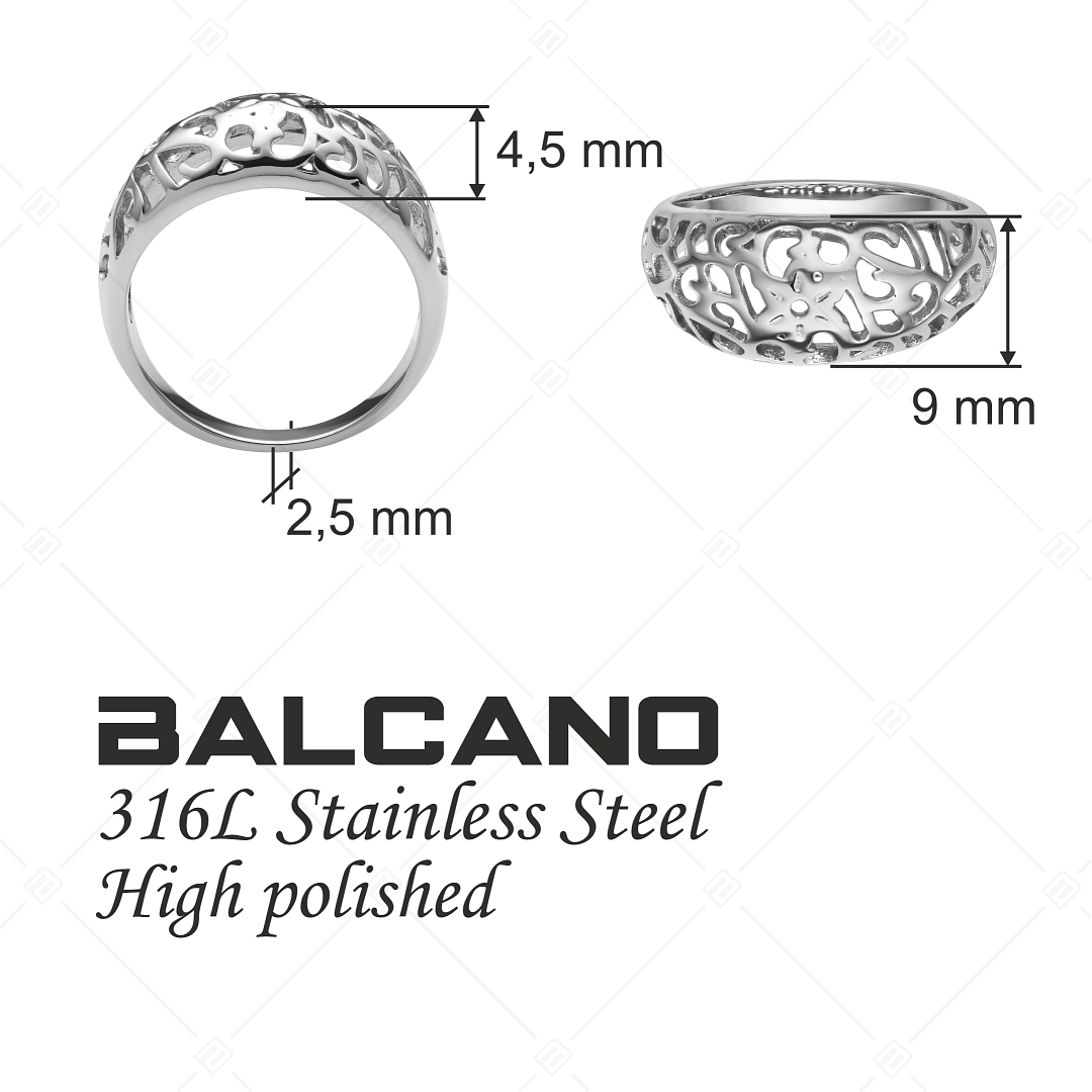 BALCANO - Lara / Gyűrű áttört nonfiguratív mintával, magasfényű polírozással (041209BC97)