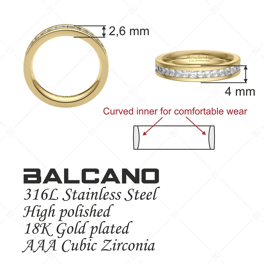 BALCANO - Grazia / Nemesacél gyűrű, cirkónia drágakővel, 18K arany bevonattal (041210BC88)