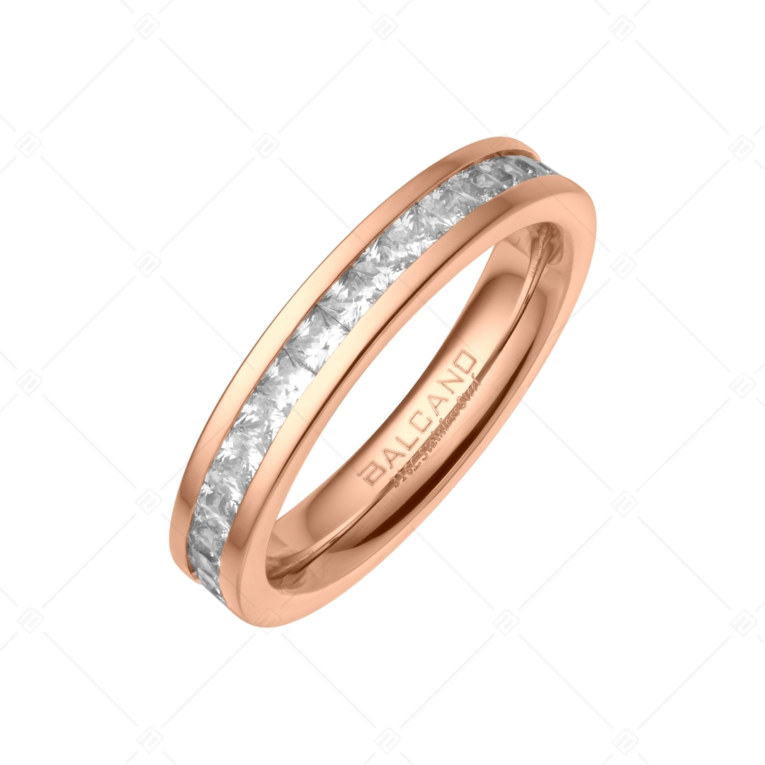 BALCANO - Grazia / Nemesacél gyűrű, cirkónia drágakővel, 18K rozé arany bevonattal (041210BC96)