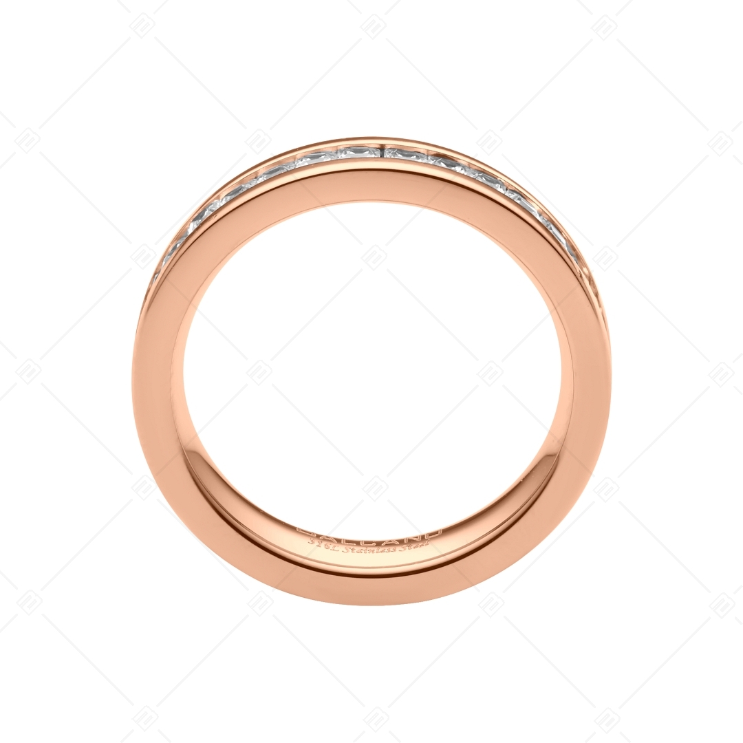 BALCANO - Grazia / Nemesacél gyűrű, cirkónia drágakővel, 18K rozé arany bevonattal (041210BC96)