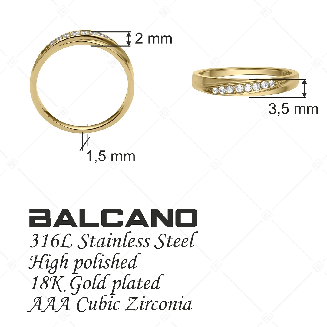 BALCANO - Zoja / Nemesacél gyűrű cirkónia drágakővel, 18K arany bevonattal (041211BC88)