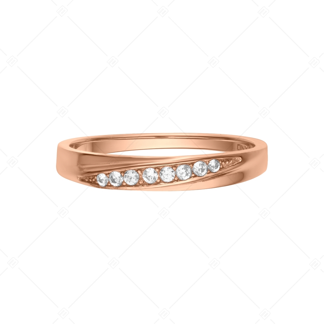 BALCANO - Zoja / Nemesacél gyűrű cirkónia drágakővel, 18K rozé arany bevonattal (041211BC96)