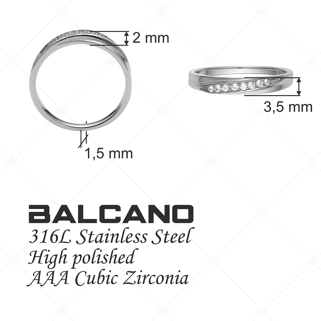 BALCANO - Zoja / Nemesacél gyűrű cirkónia drágakővel, magasfényű polírozással (041211BC97)