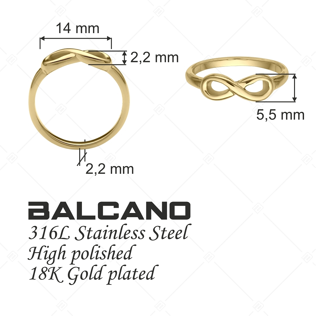 BALCANO - Infinity / Nemesacél gyűrű végtelen szimbólummal, 18K arany bevonattal (041212BC88)
