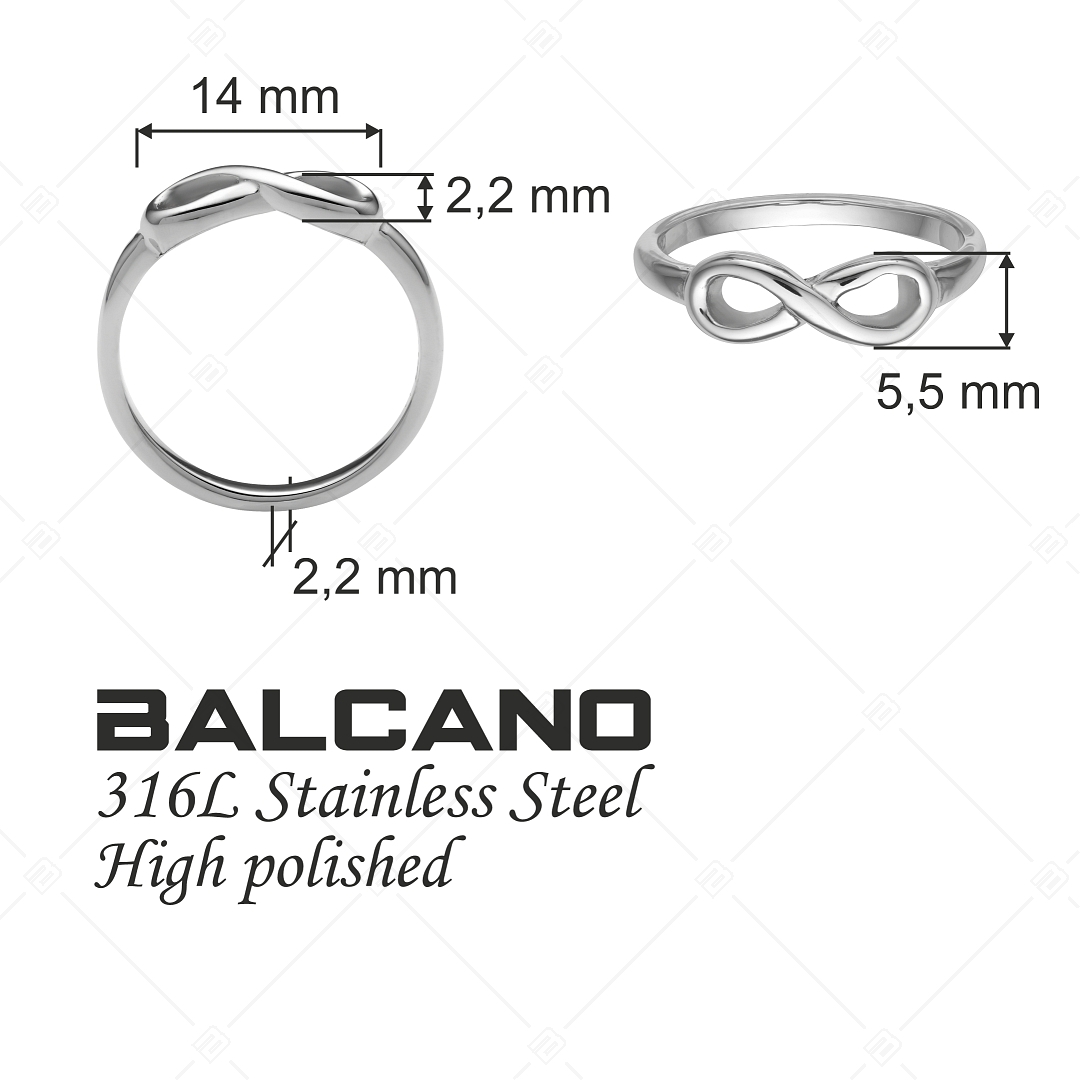 BALCANO - Infinity / Nemesacél gyűrű végtelen szimbólummal, magasfényű polírozással (041212BC97)