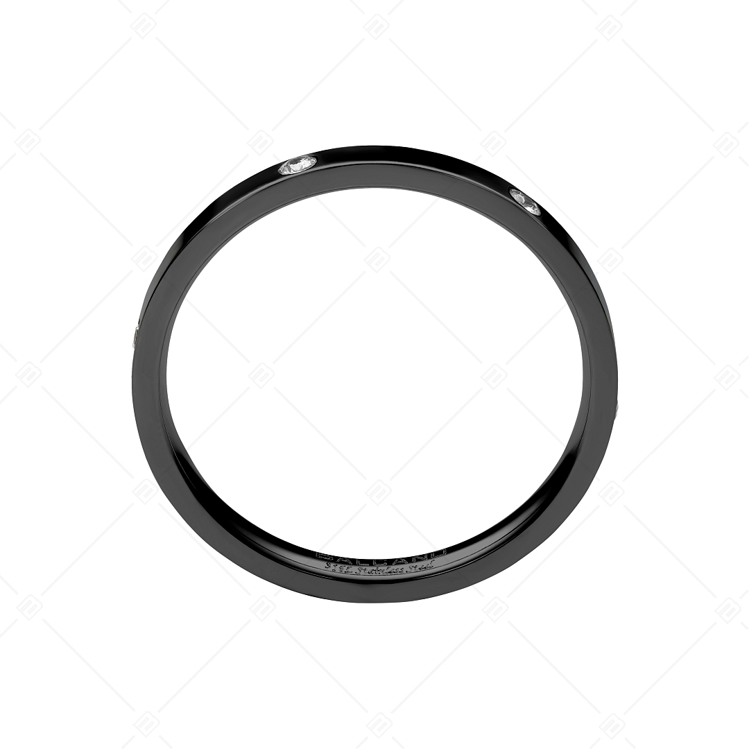 BALCANO - Six / Nemesacél gyűrű cirkónia drágakővel, magasfényű polírozással és fekete PVD bevonattal (041213BC11)