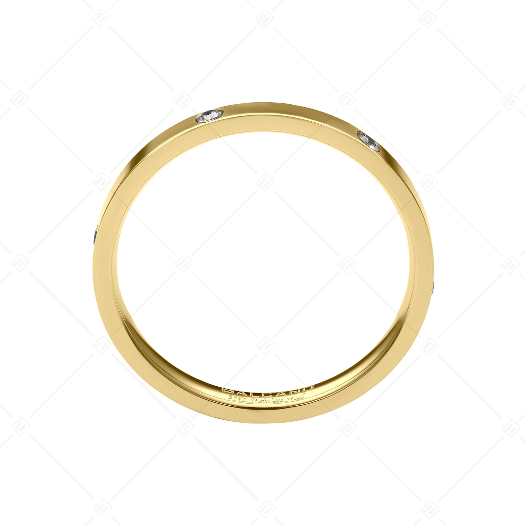 BALCANO - Six / Nemesacél gyűrű cirkónia drágakővel, magasfényű polírozással és 18K arany bevonattal (041213BC88)