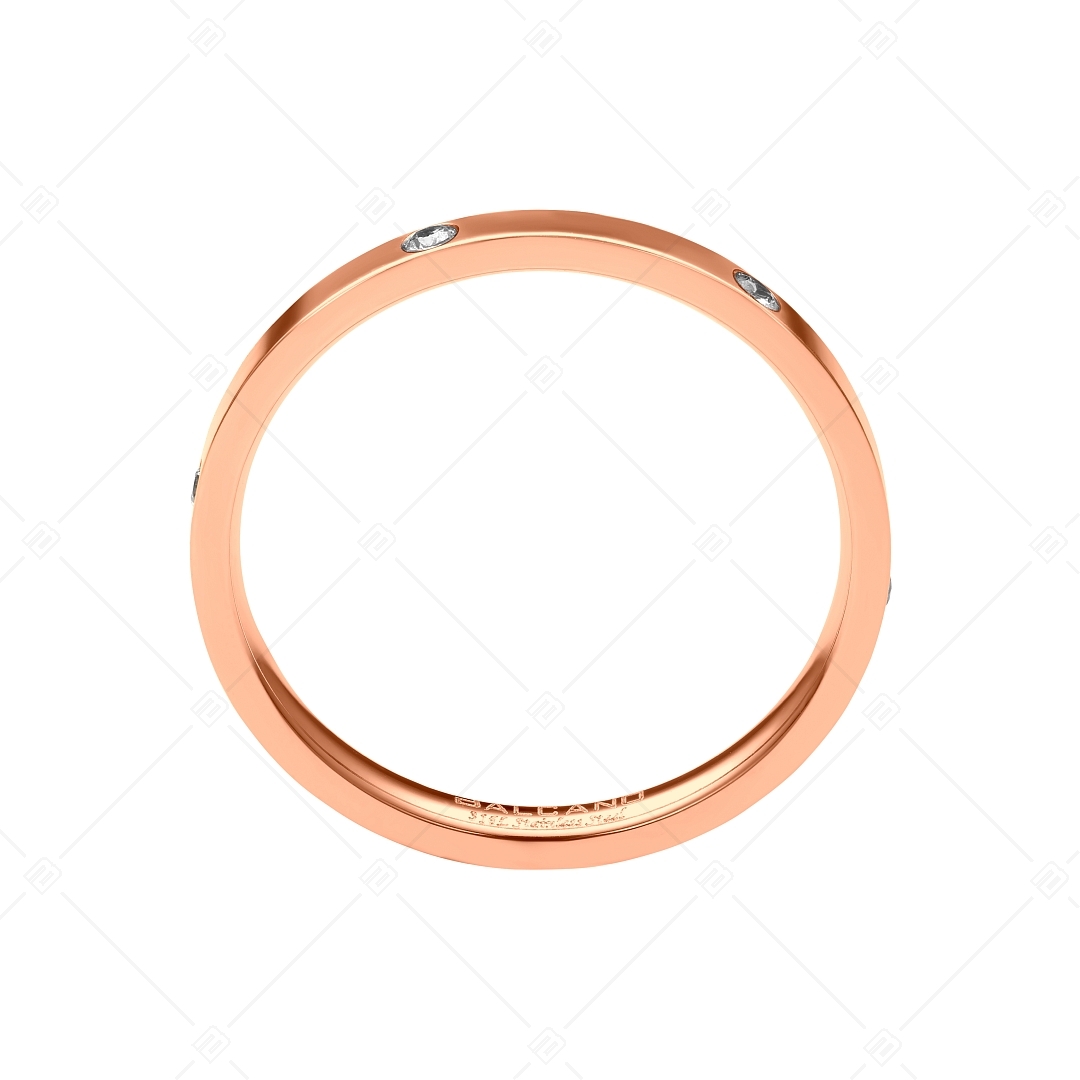 BALCANO - Six / Nemesacél gyűrű cirkónia drágakővel, magasfényű polírozással és 18K rozé arany bevonattal (041213BC96)