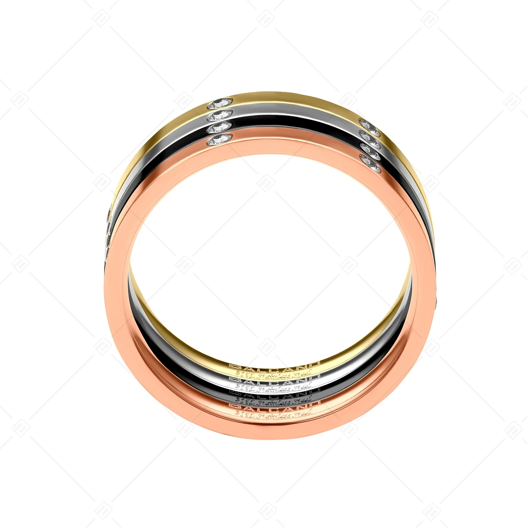 BALCANO - Six / Nemesacél gyűrű cirkónia drágakővel, négy szín egyben (041213BC99)