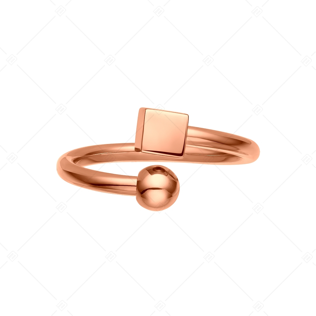 BALCANO - Gamer / Nemesacél gyűrű egy kocka és egy golyó dísszel, 18K rozé arany bevonattal (041214BC96)