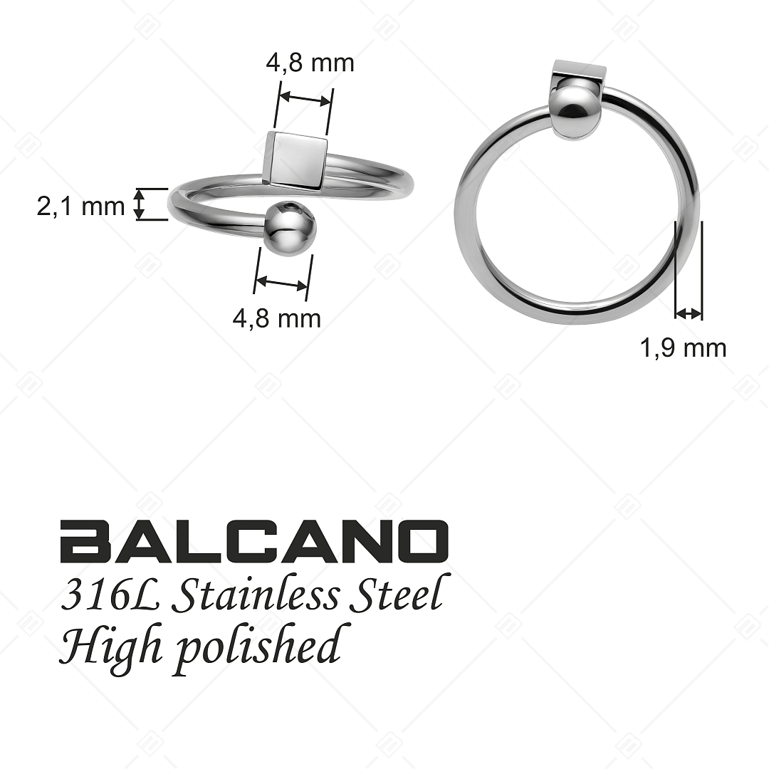 BALCANO - Gamer / Nemesacél gyűrű egy kocka és egy golyó dísszel, magasfényű polírozással (041214BC97)
