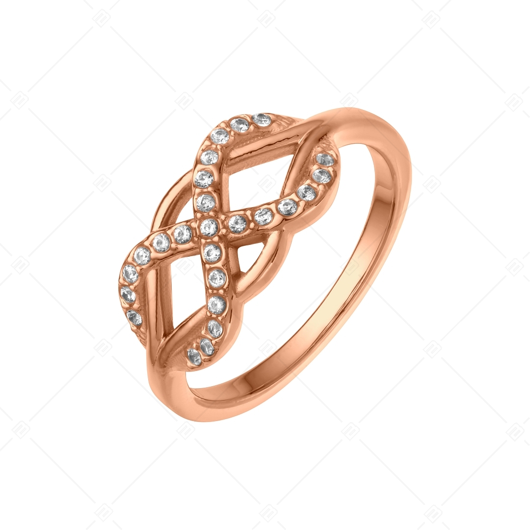 BALCANO - Infinity Gem / Végtelen szimbólumos gyűrű, cikróniával, 18K rose arany bevonattal (041215BC96)