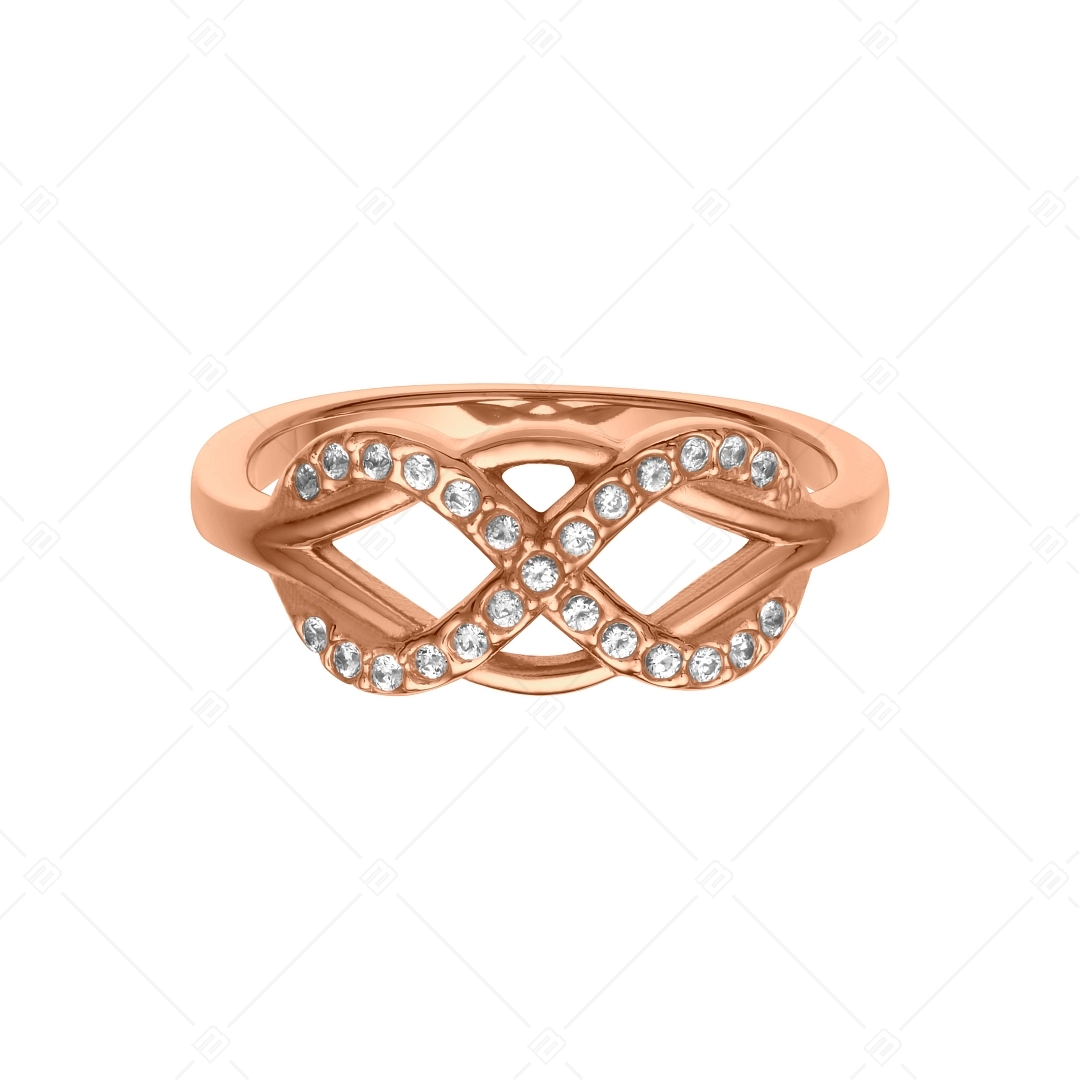 BALCANO - Infinity Gem / Végtelen szimbólumos gyűrű, cikróniával, 18K rose arany bevonattal (041215BC96)