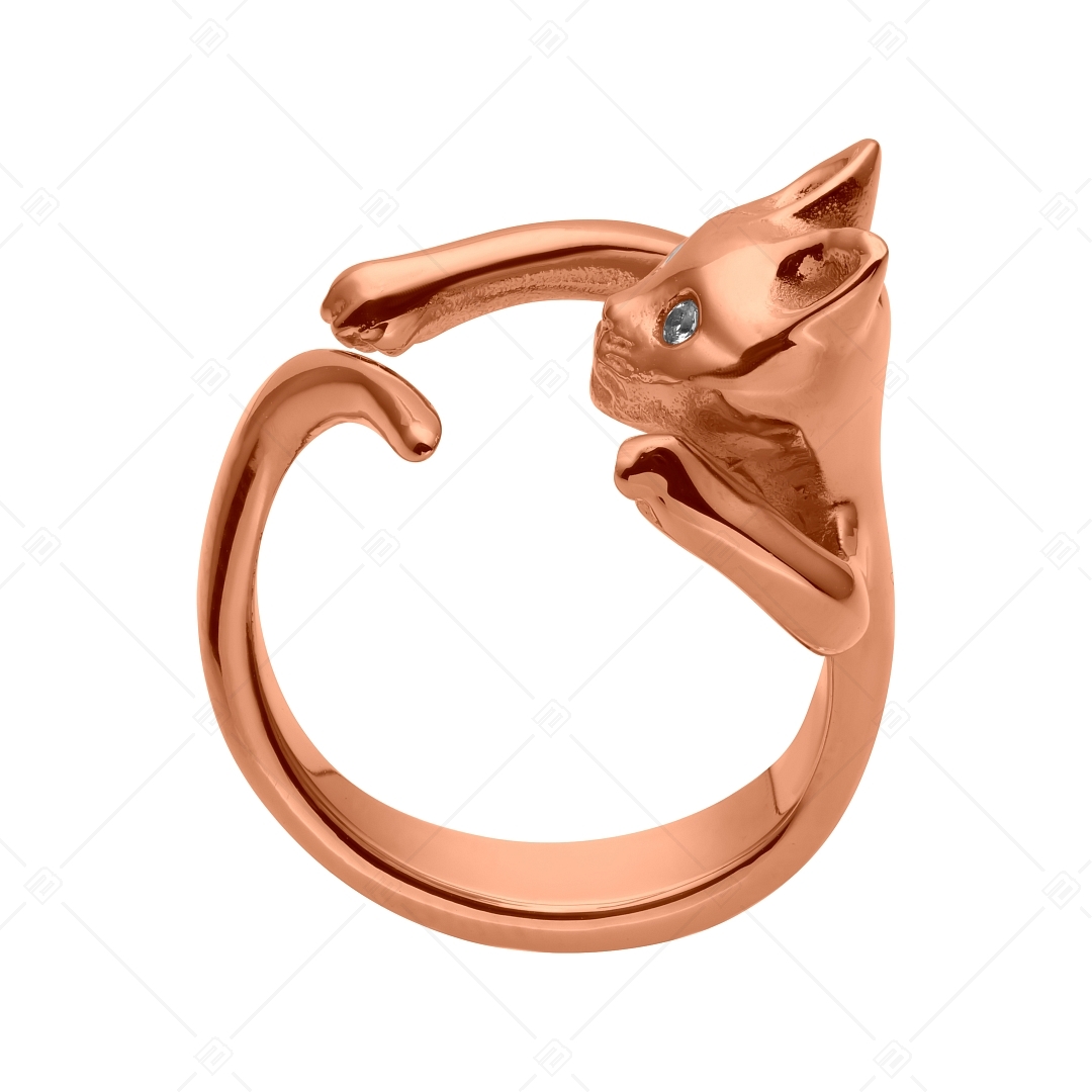 BALCANO - Kitten / Kiscica alakú gyűrű cirkónia szemekkel, 18K rozé arany bevonattal (041216BC96)