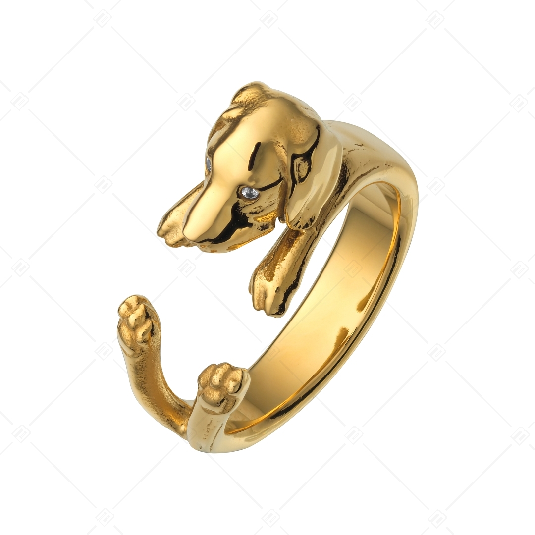 BALCANO - Puppy / Kiskutya alakú gyűrű cirkónia szemekkel, 18K arany bevonattal (041217BC88)