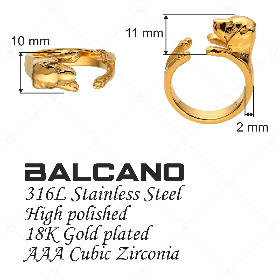 BALCANO - Puppy / Kiskutya alakú gyűrű cirkónia szemekkel, 18K arany bevonattal (041217BC88)
