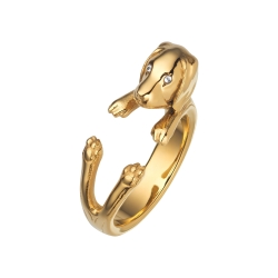 BALCANO - Puppy / Kiskutya alakú gyűrű cirkónia szemekkel, 18K arany bevonattal