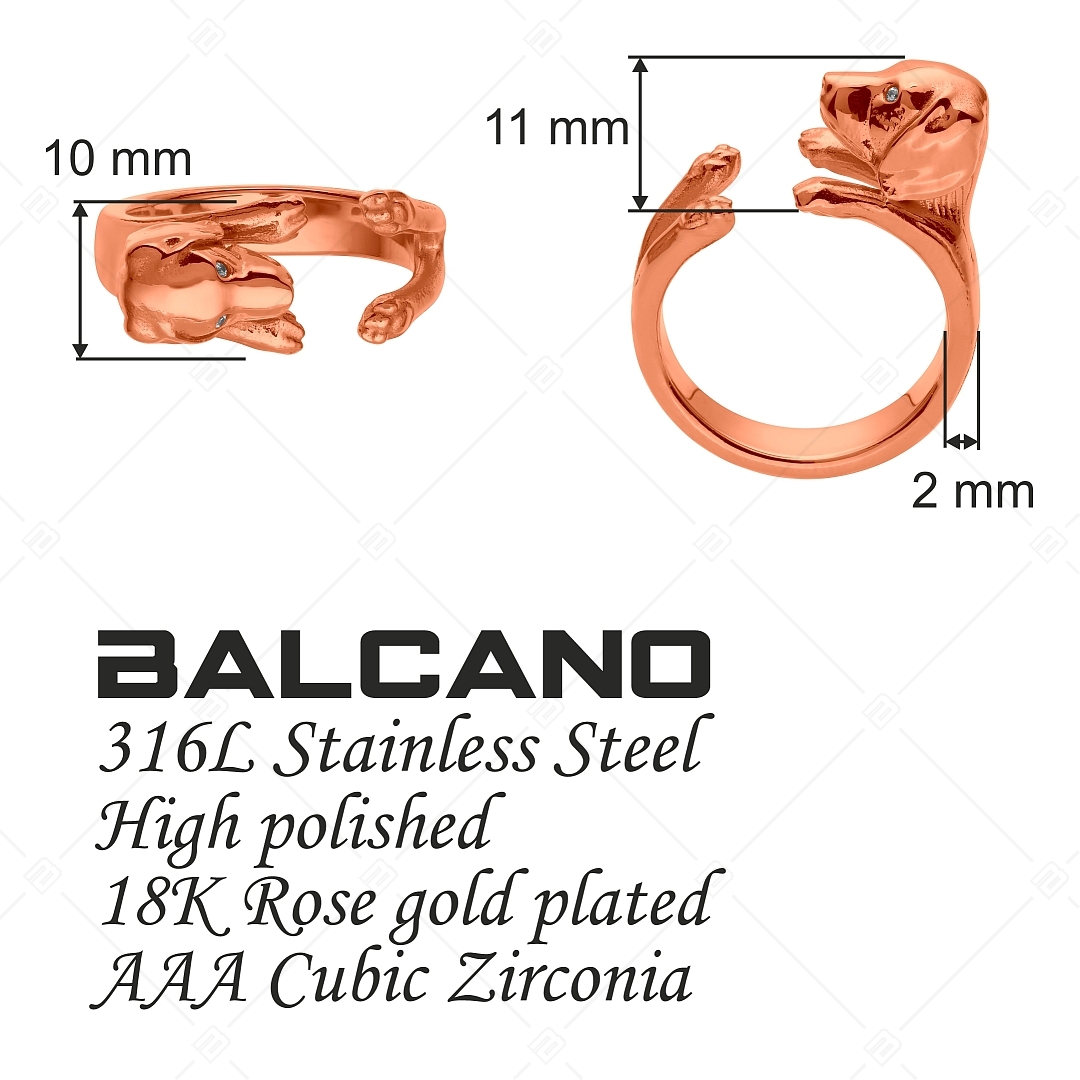 BALCANO - Puppy / Kiskutya alakú gyűrű cirkónia szemekkel, 18K rozé arany bevonattal (041217BC96)