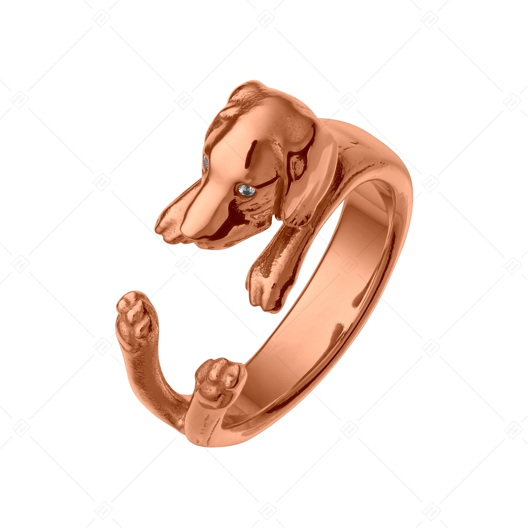 BALCANO - Puppy / Kiskutya alakú gyűrű cirkónia szemekkel, 18K rozé arany bevonattal (041217BC96)