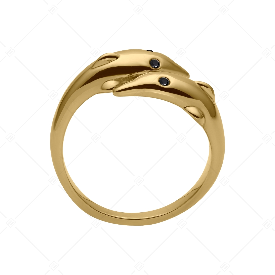 BALCANO - Dolphin / Delfin alakú gyűrű cirkónia szemekkel, 18K arany bevonattal (041220BC88)