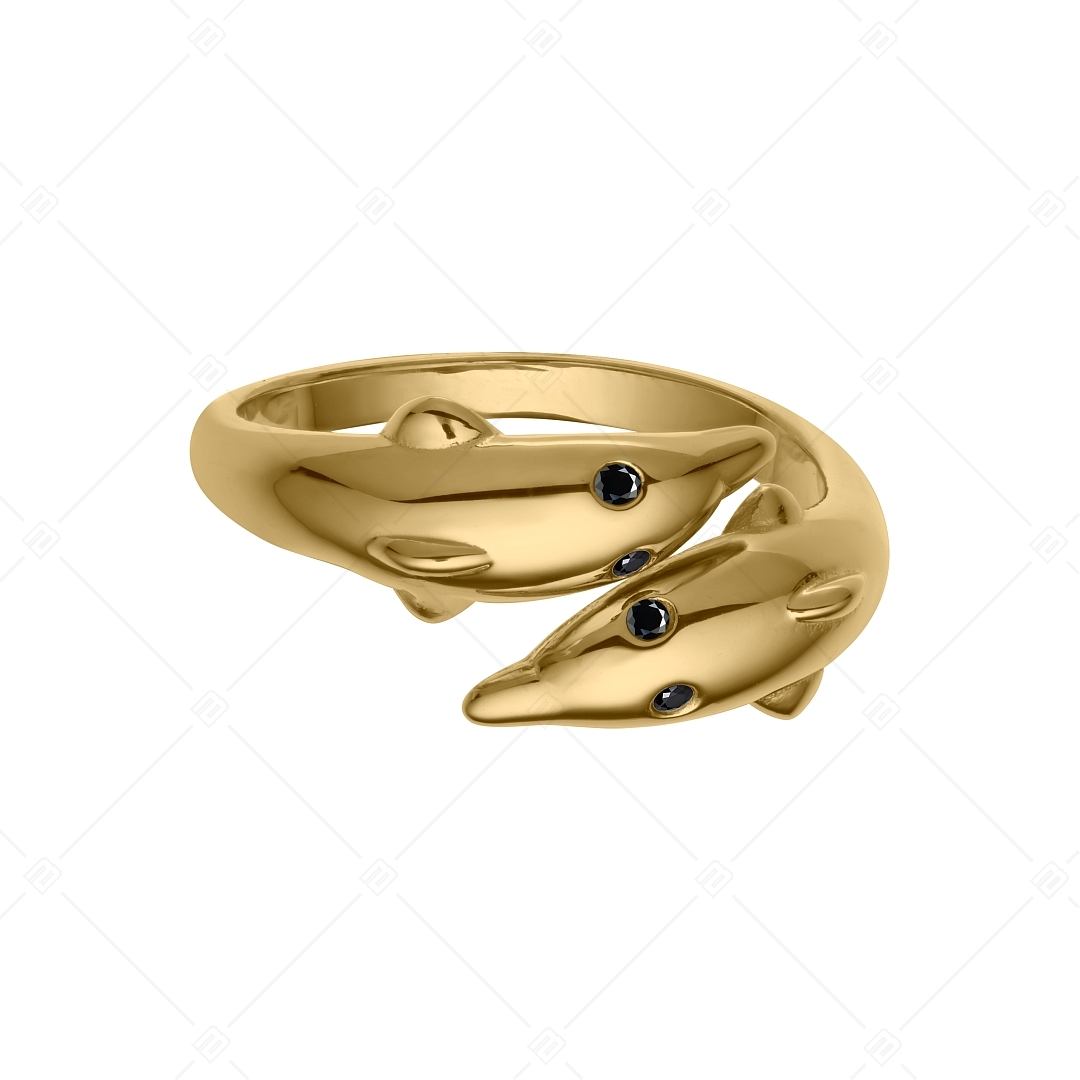 BALCANO - Dolphin / Delfin alakú gyűrű cirkónia szemekkel, 18K arany bevonattal (041220BC88)