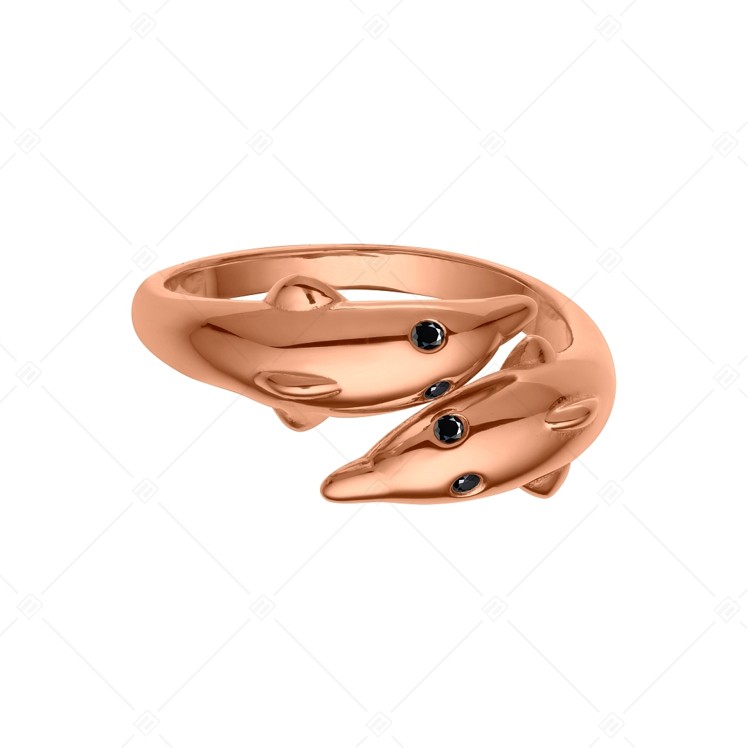 BALCANO - Dolphin / Delfin alakú gyűrű cirkónia szemekkel, 18K rozé arany bevonattal (041220BC96)