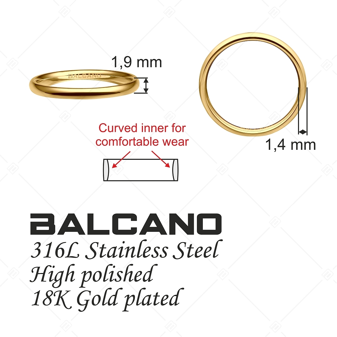 BALCANO - Simply / Vékony karikagyűrű, 18K arany bevonattal (041222BC88)