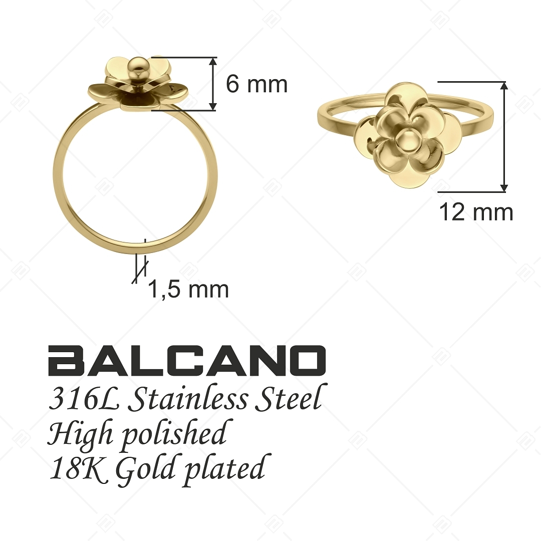 BALCANO - Rose / Gyűrű virágos fejrésszel, 18K arany bevonattal (041225BC88)