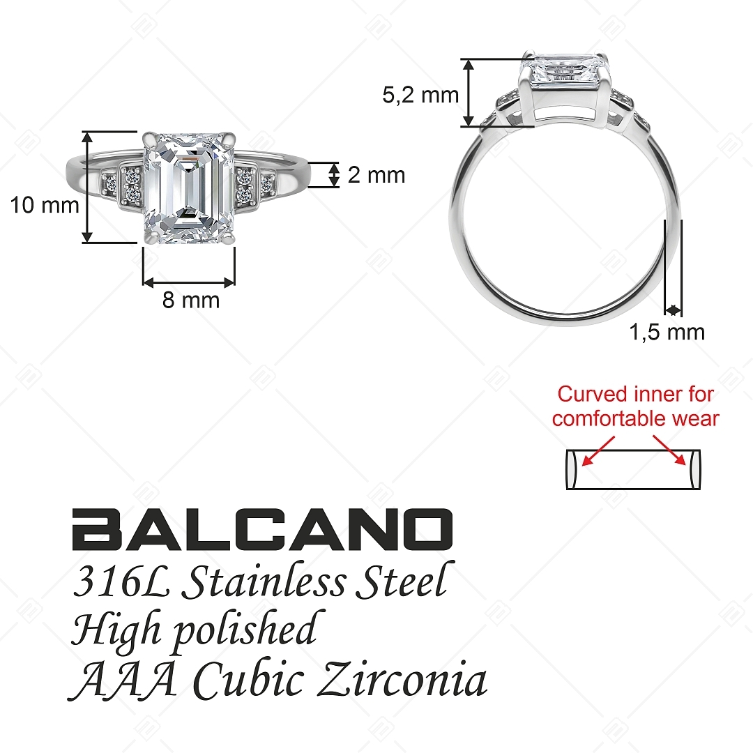 BALCANO - Esmeralda / Feltünő cirkónia drágaköves gyűrű, magasfényű polírozással (041230BC00)