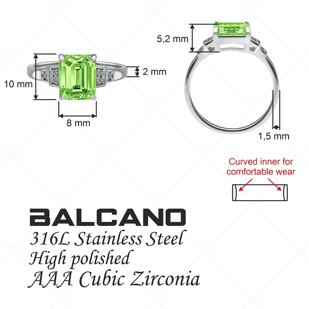 BALCANO - Esmeralda / Feltünő cirkónia drágaköves gyűrű, magasfényű polírozással (041230BC38)