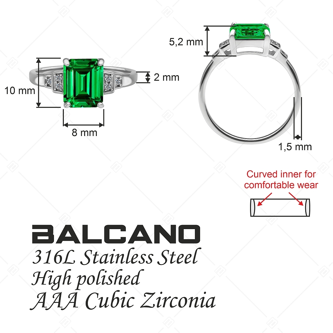 BALCANO - Esmeralda / Feltünő cirkónia drágaköves gyűrű, magasfényű polírozással (041230BC39)