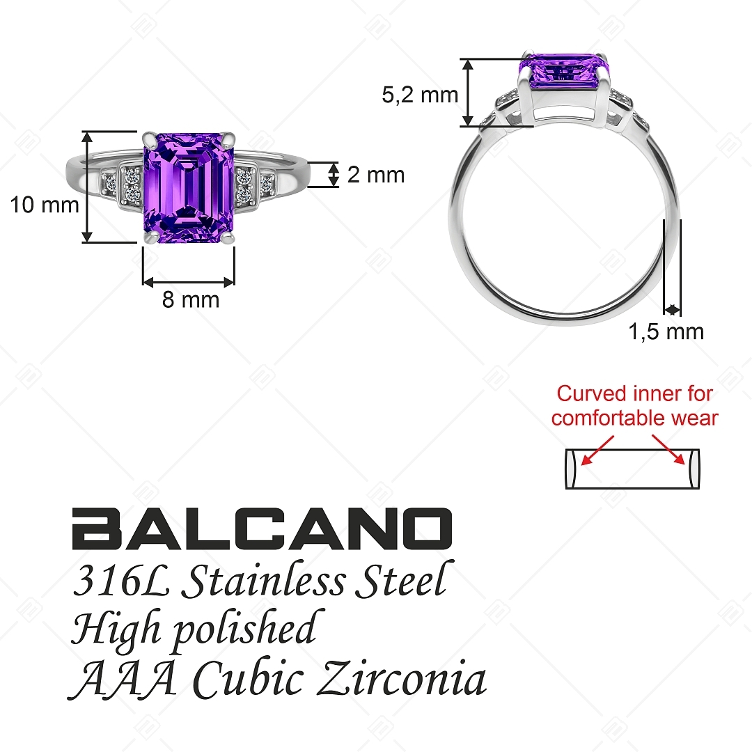 BALCANO - Esmeralda / Feltünő cirkónia drágaköves gyűrű, magasfényű polírozással (041230BC77)