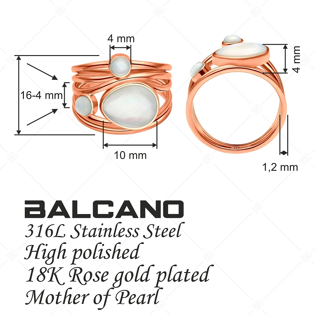 BALCANO - Sabine / Egyedi nemesacél gyűrű gyöngyház díszítéssel és 18K rozé arany bevonattal (041231BC96)