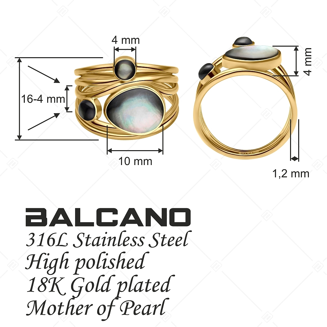 BALCANO - Sabine / Egyedi nemesacél gyűrű gyöngyház díszítéssel és 18K arany bevonattal (041233BC88)