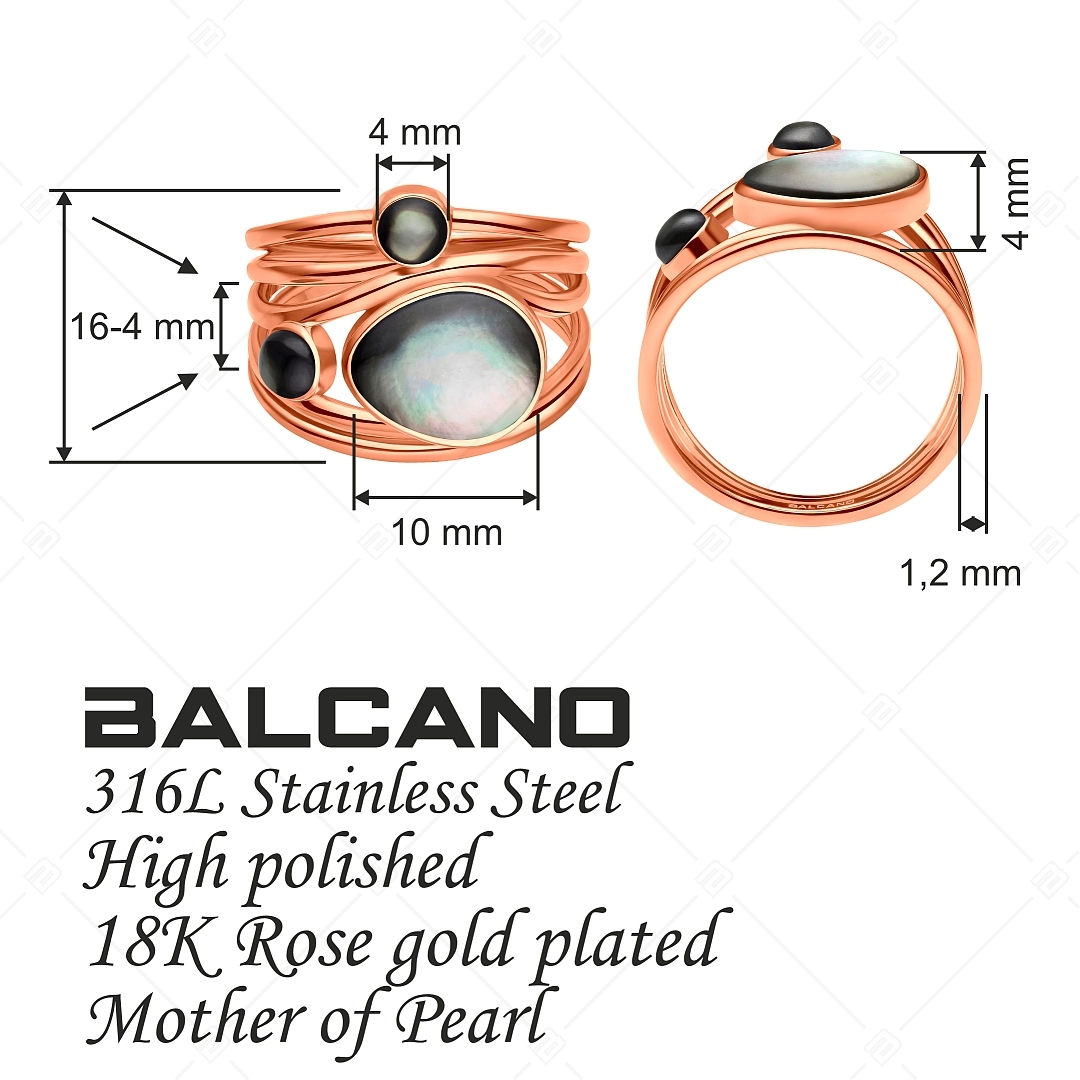 BALCANO - Sabine / Egyedi nemesacél gyűrű gyöngyház díszítéssel és 18K rozé arany bevonattal (041233BC96)