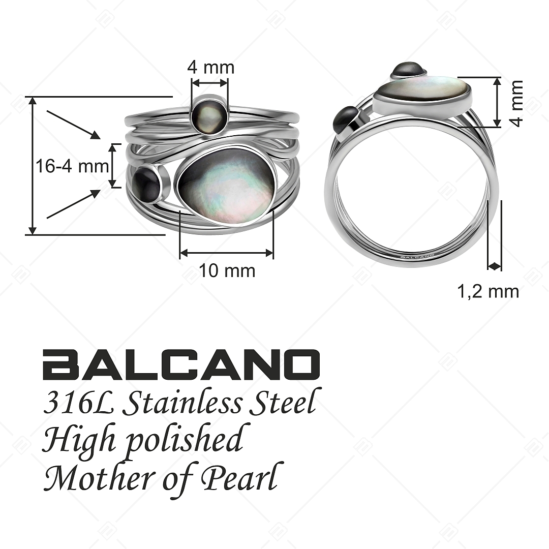 BALCANO - Sabine / Egyedi nemesacél gyűrű gyöngyház díszítéssel és magasfényű polírozással (041233BC97)