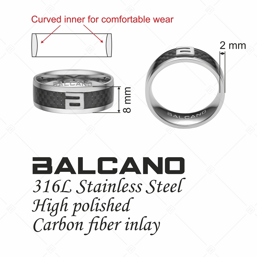 BALCANO - Carbon / Szénszál berakásos nemesacél gyűrű (042002BL99)