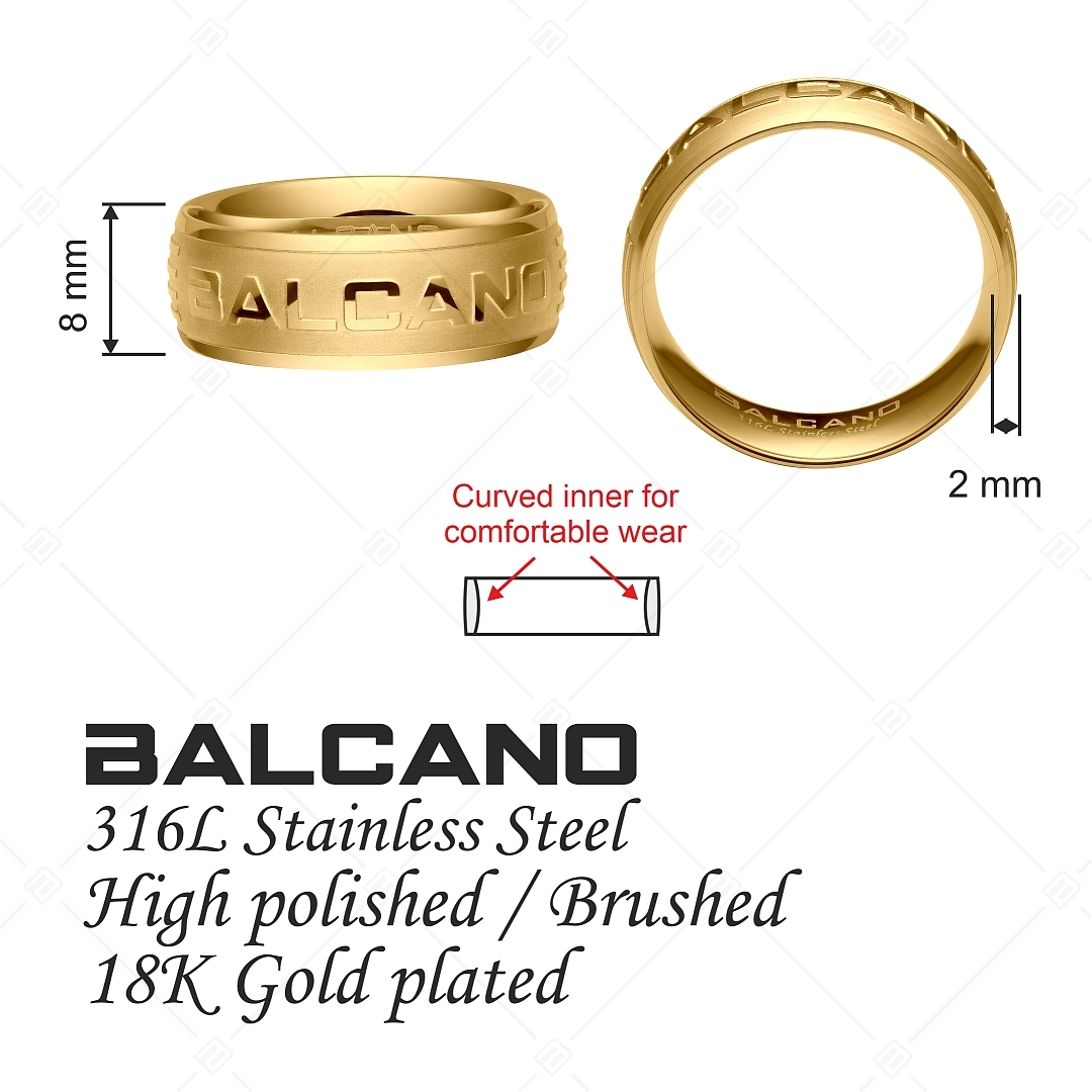 BALCANO - Harry / Nemesacél gyűrű óriási, polírozott logóval, 18K arany bevonattal (042005BL88)
