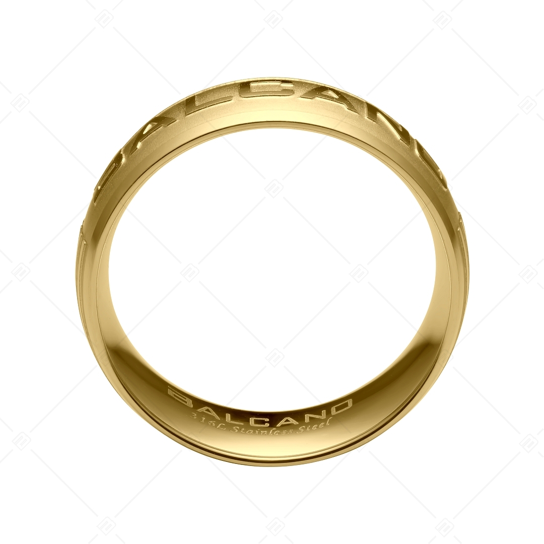 BALCANO - Harry / Nemesacél gyűrű óriási, polírozott logóval, 18K arany bevonattal (042005BL88)