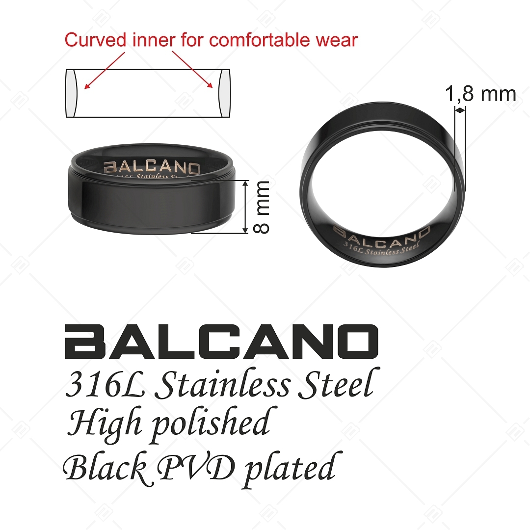 BALCANO - Arena / Gravírozható nemesacél gyűrű fekete PVD bevonattal (042102BL11)
