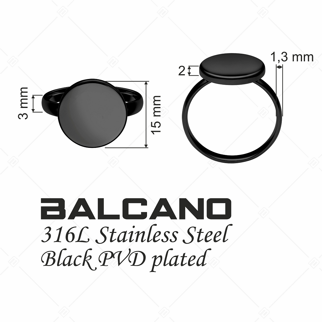 BALCANO - Bottone / Gravírozható nemesacél gombfej gyűrű fekete PVD bevonattal (042103BL11)