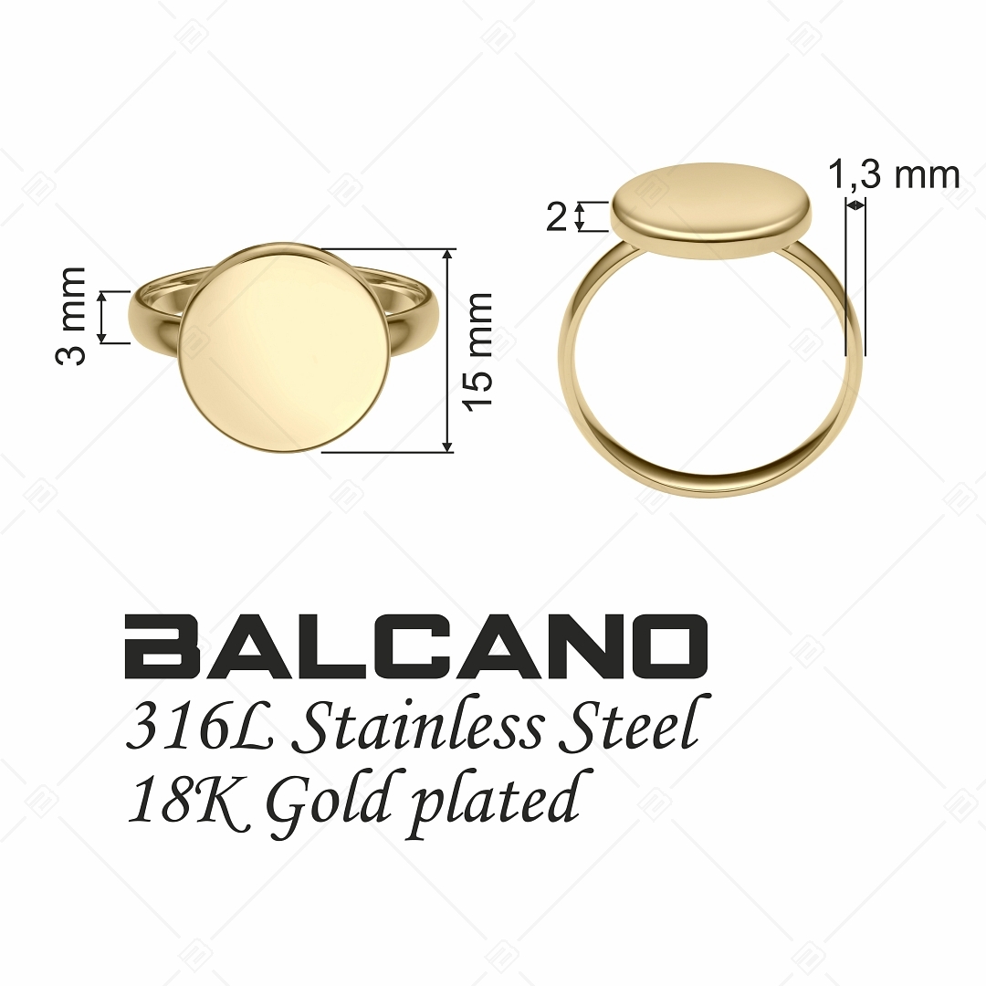 BALCANO - Bottone / Gravírozható nemesacél gombfej gyűrű 18K arany bevonattal (042103BL88)