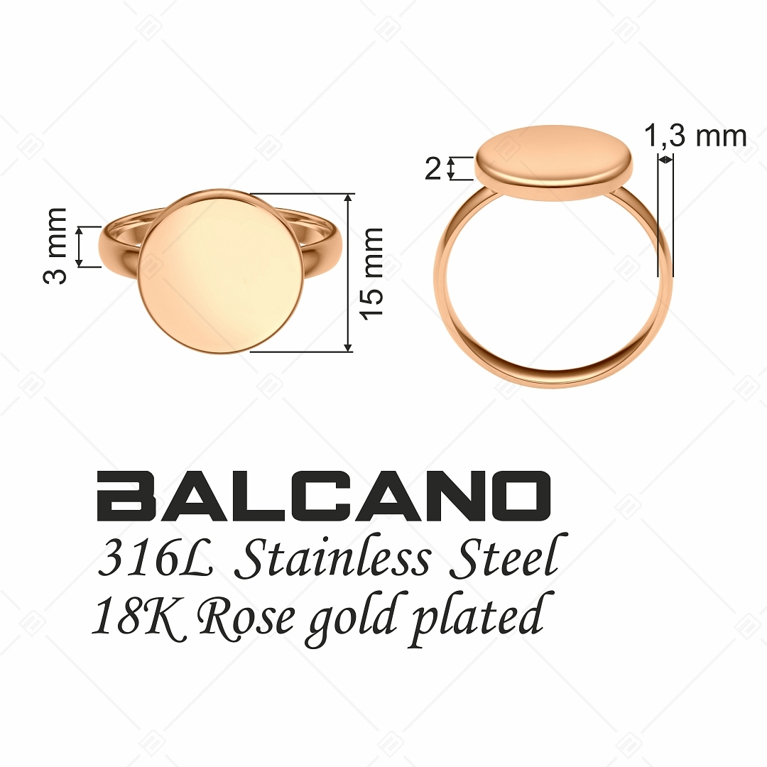 BALCANO - Bottone / Gravírozható nemesacél gombfej gyűrű 18K rozé arany bevonattal (042103BL96)