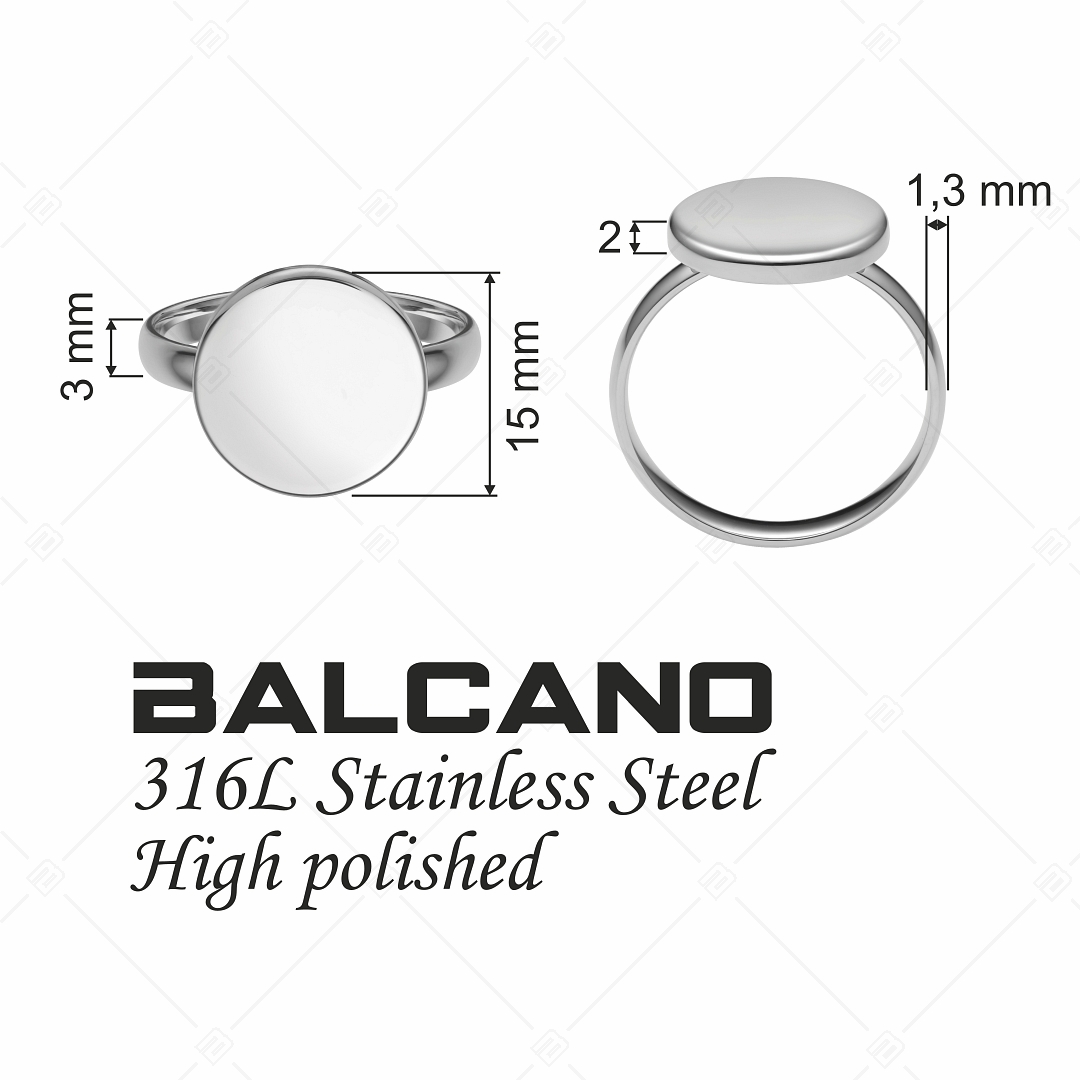 BALCANO - Bottone / Gravírozható nemesacél gombfej gyűrű magasfényű polírozással (042103BL97)