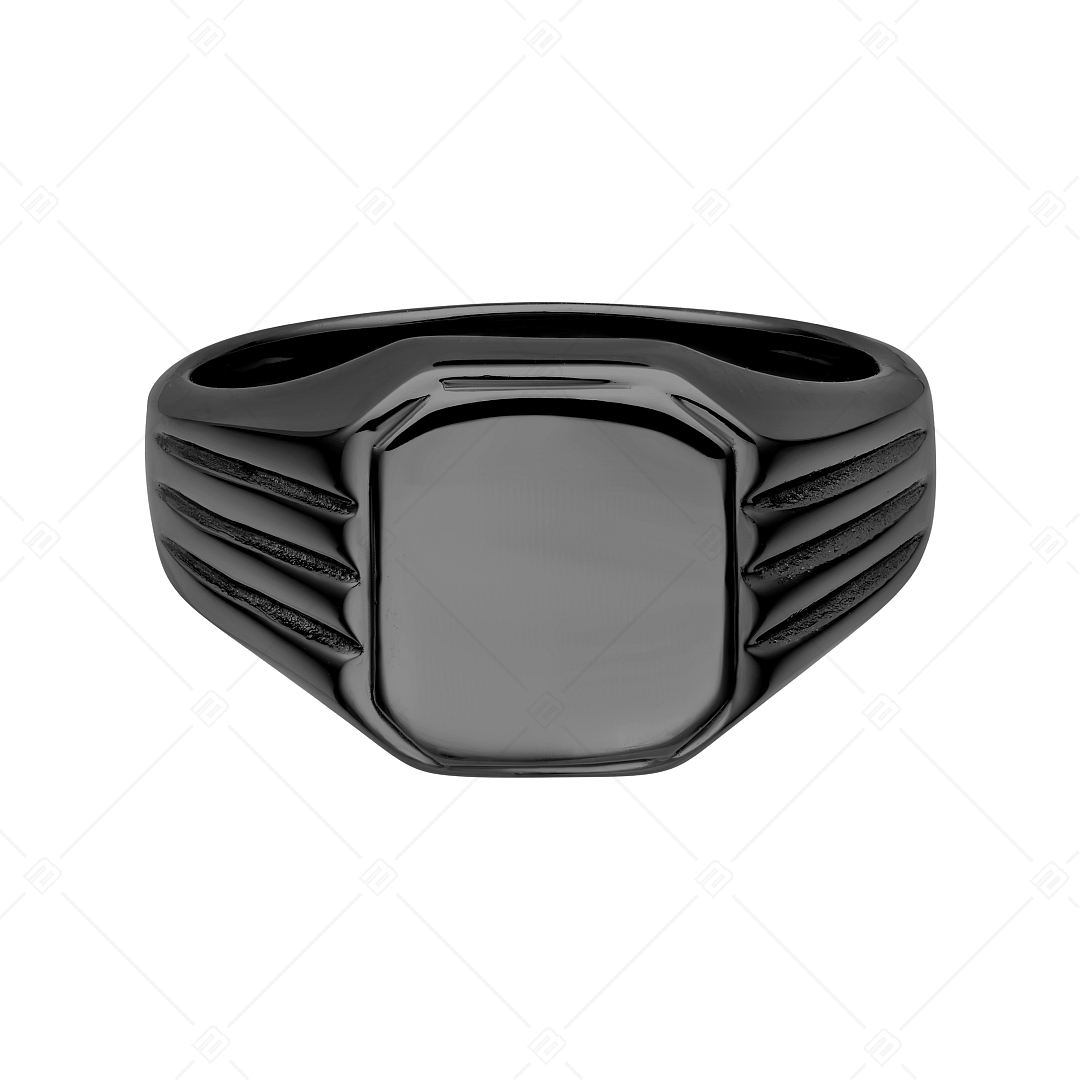 BALCANO - Achilles / Gravírozható pecsétgyűrű, fekete PVD bevonattal (042105BL11)