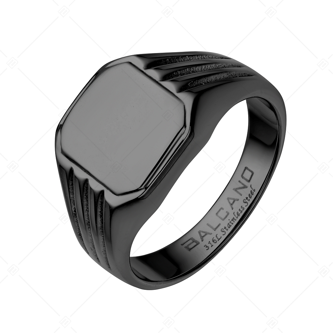 BALCANO - Achilles / Gravírozható pecsétgyűrű, fekete PVD bevonattal (042105BL11)